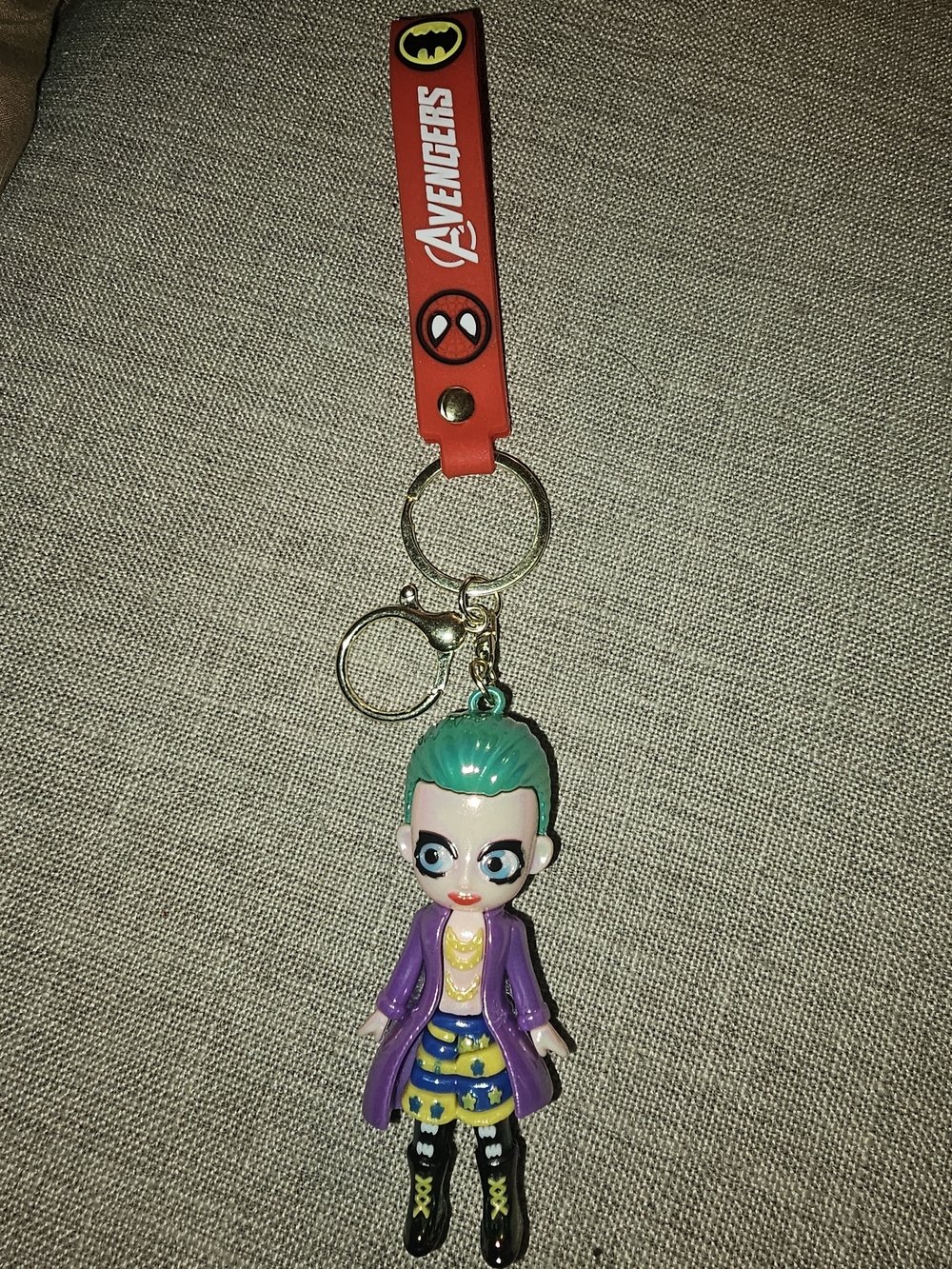 Avengers Red Strap Keychain with Joker Doll Charm